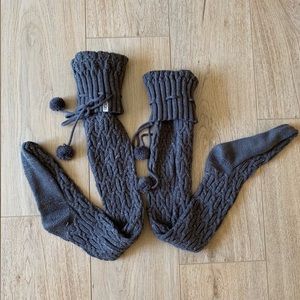 Ugg tall Pom Pom cable knit sparkle socks